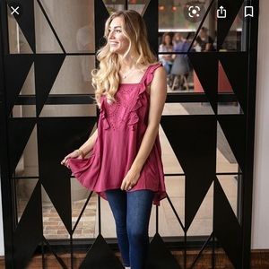 NWT Grace & Lace Sweet Ruffle Tunic Size M